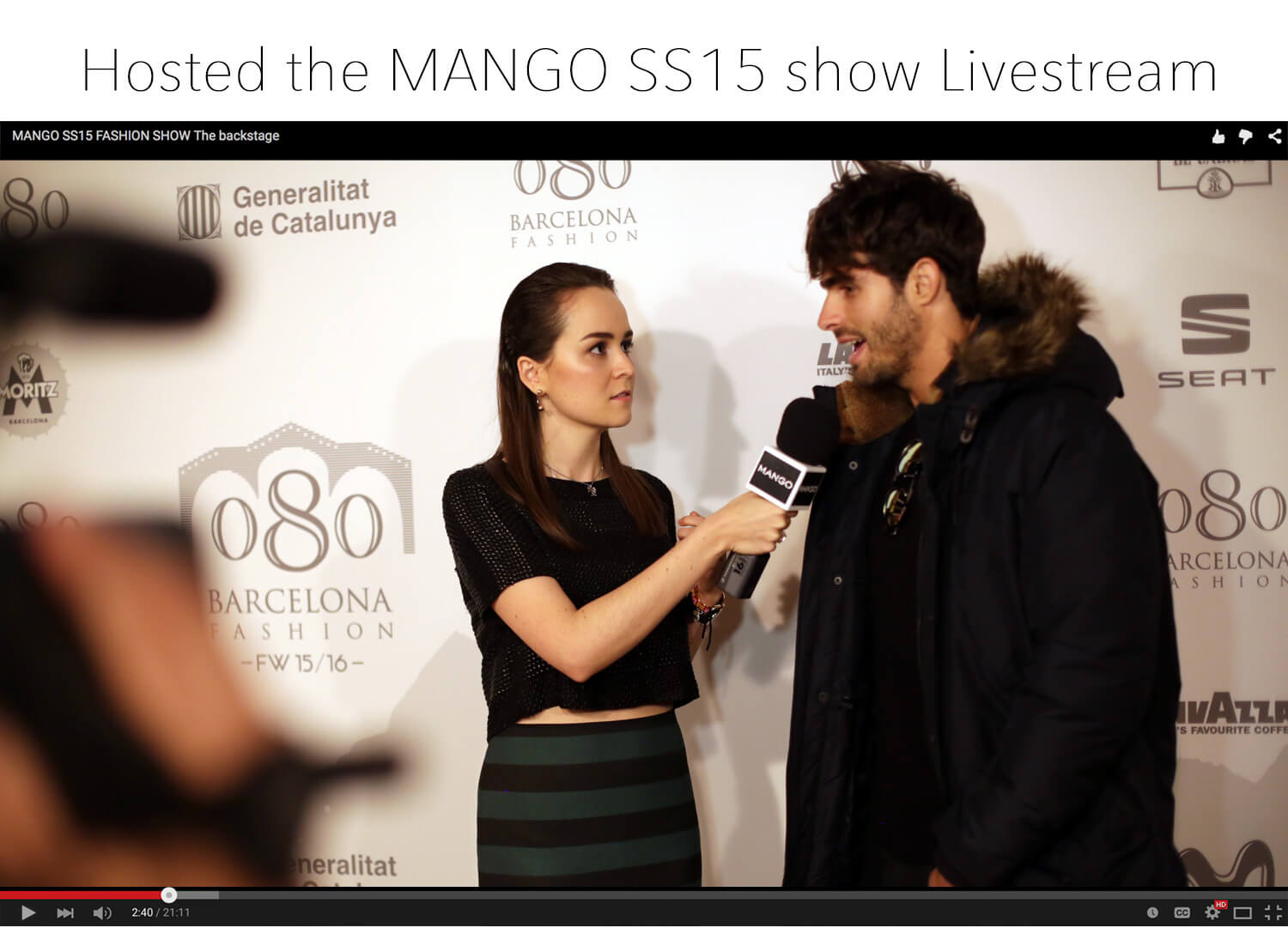 Andy Torres hosted the MANGO SS15 lifestream backstage before the fashion show