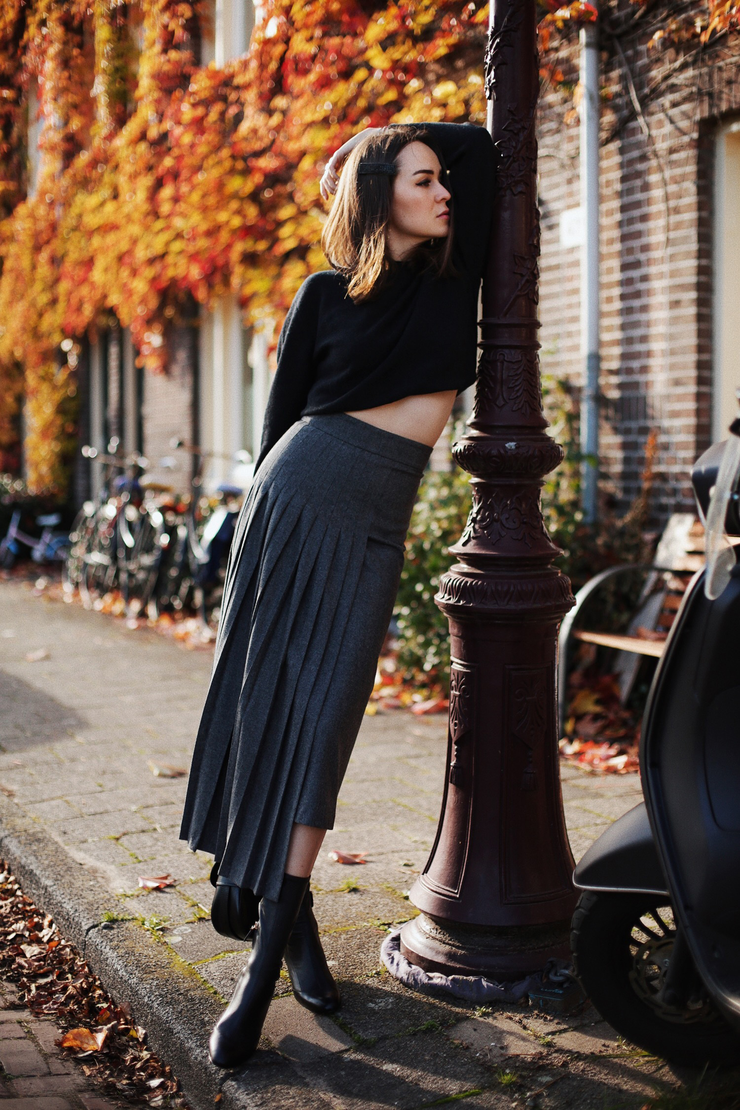 pleated maxi skirt